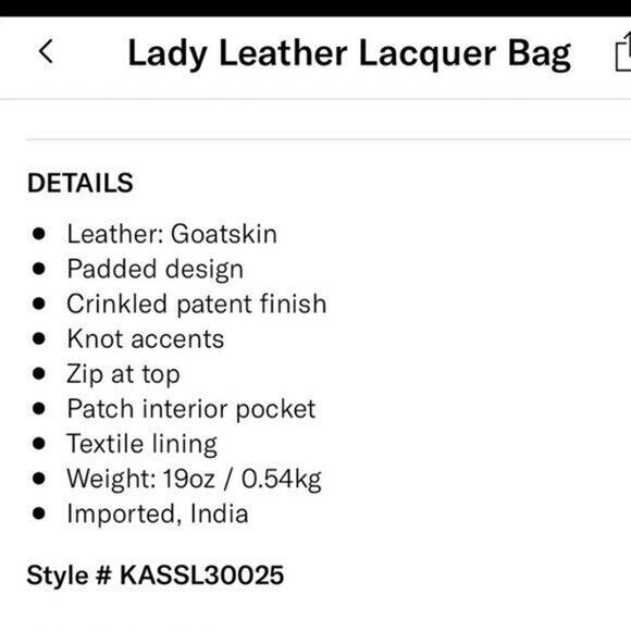 KASSL Editions Bag Lady Leather Lacquer Black Knotted Handle - Picture 13 of 13
